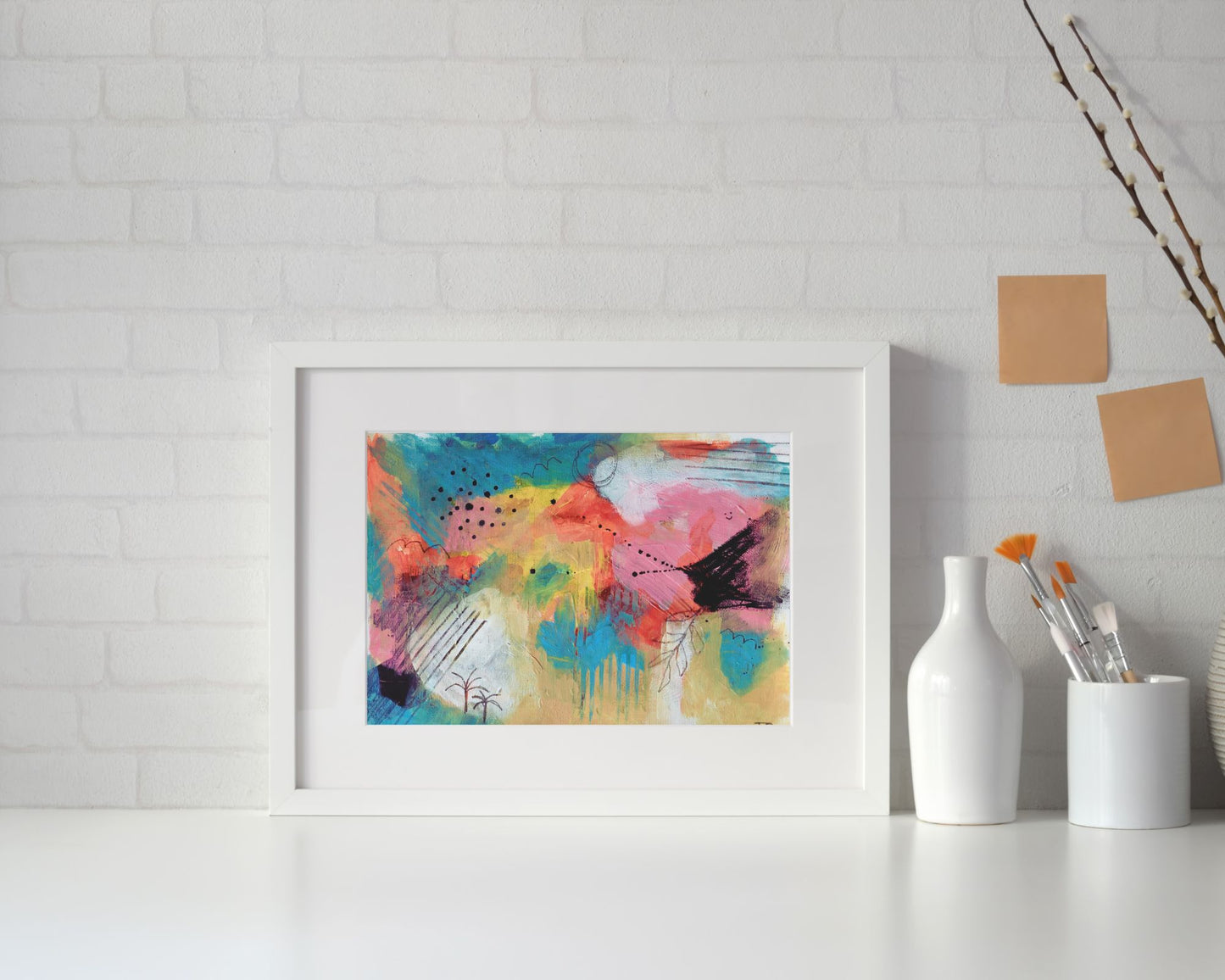 Fields of Colour – A4 Original Painting on Canvas Paper