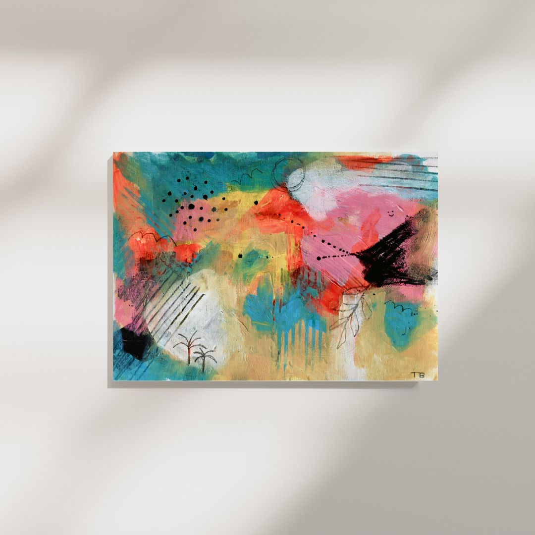 Fields of Colour – A4 Original Painting on Canvas Paper