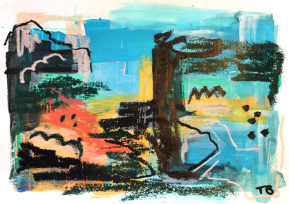 Coastal Memory – A4 Original Painting (Mixed Media on Paper)