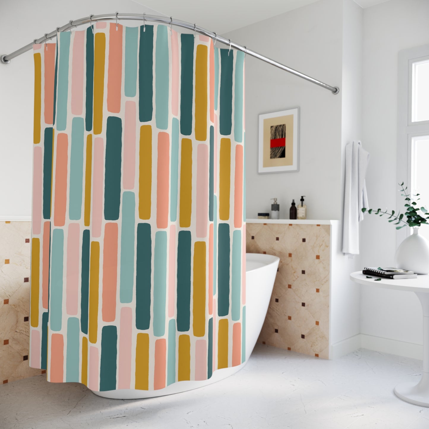 Watercolour Stripes Shower Curtain
