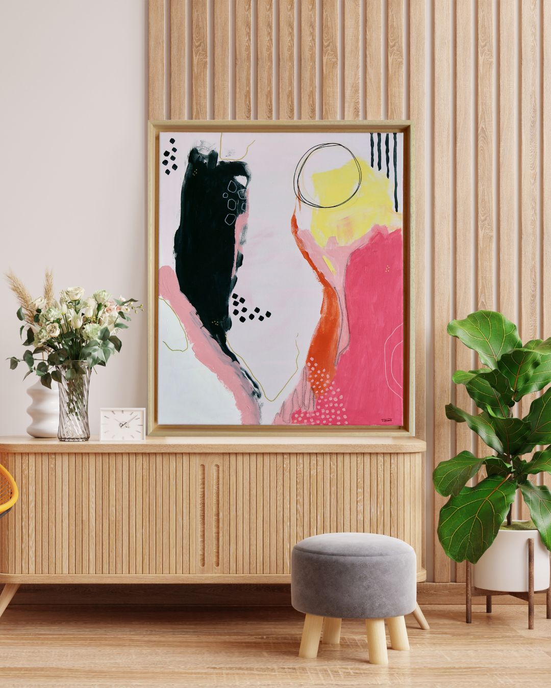 Original Mixed Media Painting, Golden Horizon, 50 x 60 cm, #01