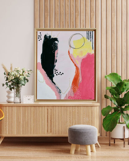 Original Mixed Media Painting, Golden Horizon, 50 x 60 cm, #01