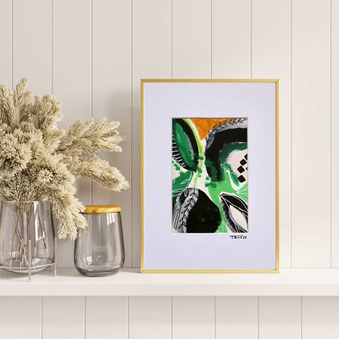 Verdant Echo – A6 Original Painting (Mounted in A5 Passepartout)