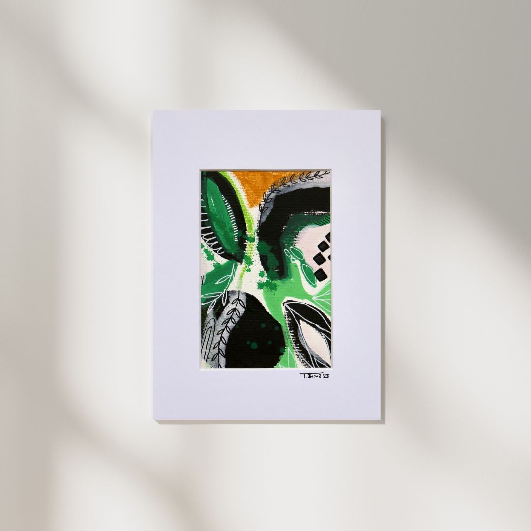 Verdant Echo – A6 Original Painting (Mounted in A5 Passepartout)