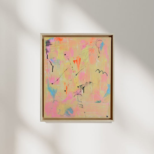 Original Abstract Painting, Paradise, 38 x 46 cm