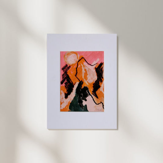 Pink Peaks – A5 Original Painting (Acrylic & Oil Pastel on Paper)