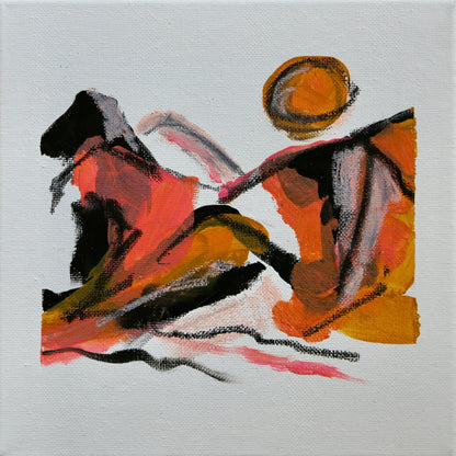 Original Abstract Mountains Painting, 20 x 20 cm