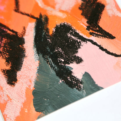 Pink Peaks – A5 Original Painting (Acrylic & Oil Pastel on Paper)