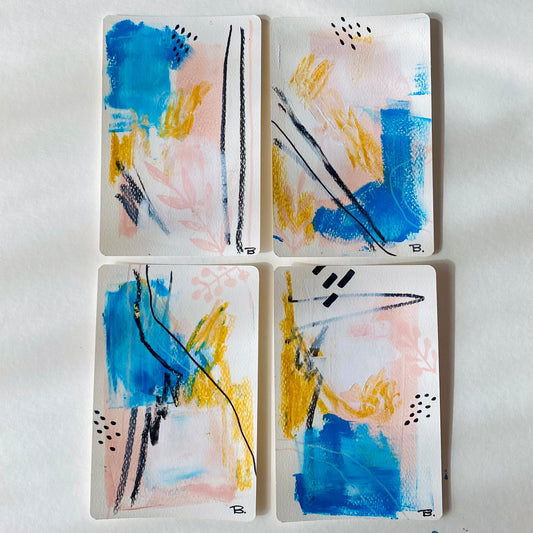 Mini Originals – Set of 4 Hand-Painted Greeting Cards