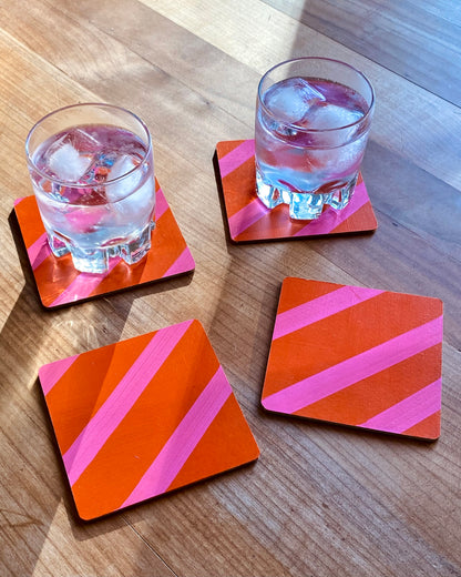 Handpainted Abstract Coasters – Set of 4