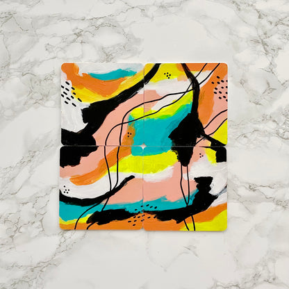 Handpainted Abstract Coasters – Set of 4