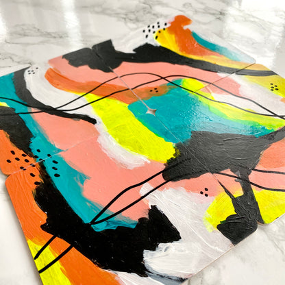 Handpainted Abstract Coasters – Set of 4