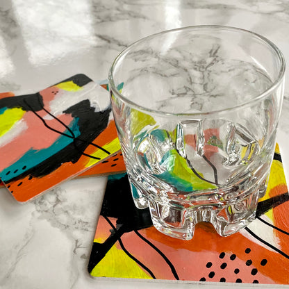 Handpainted Abstract Coasters – Set of 4