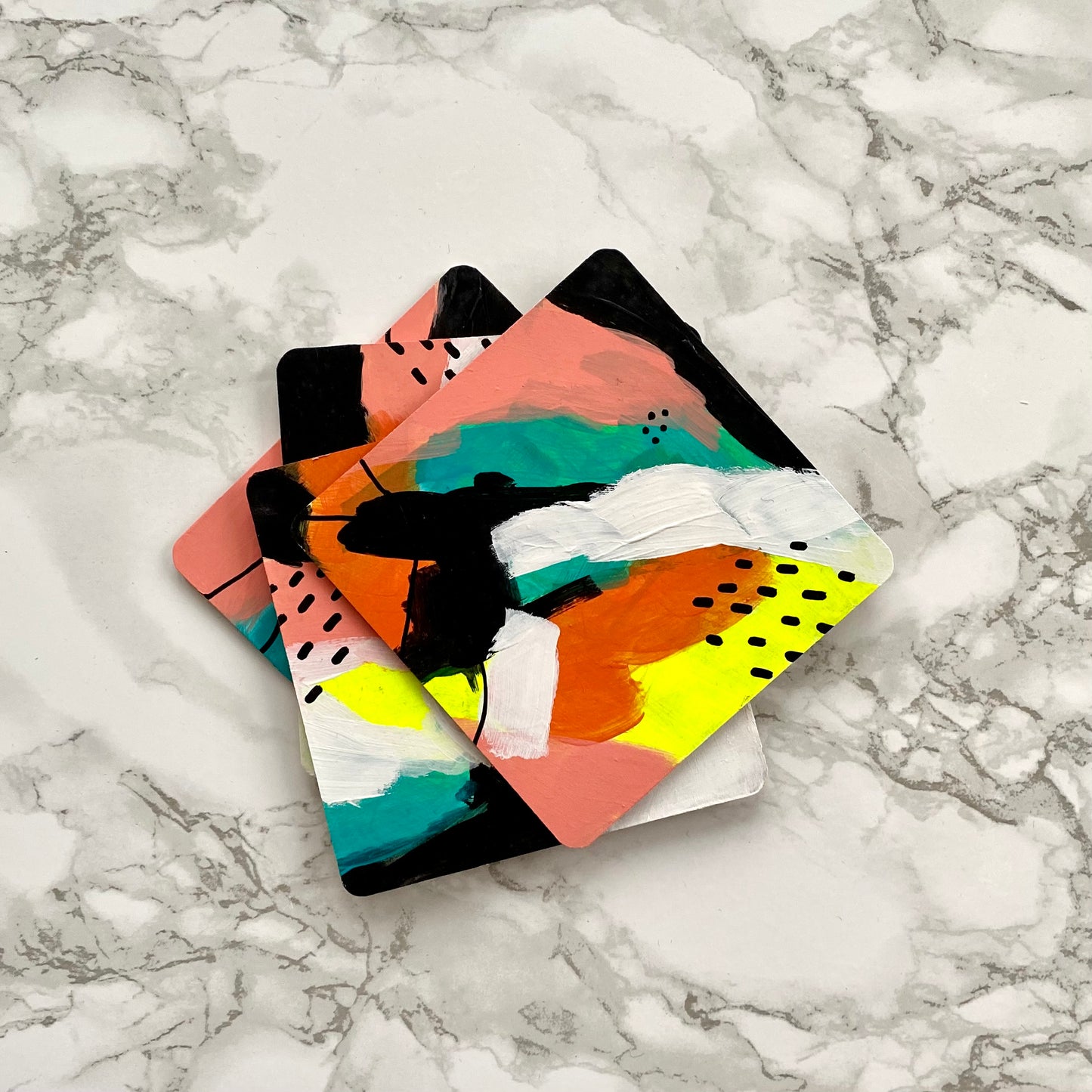 Handpainted Abstract Coasters – Set of 4