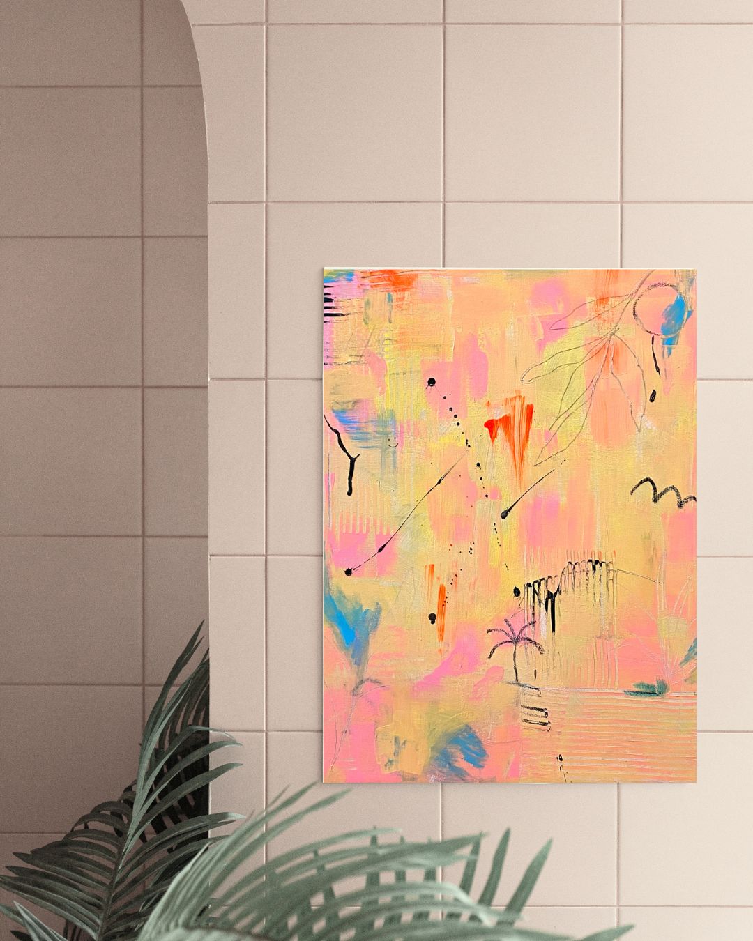 Original Abstract Painting, Paradise, 38 x 46 cm
