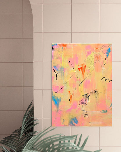 Original Abstract Painting, Paradise, 38 x 46 cm
