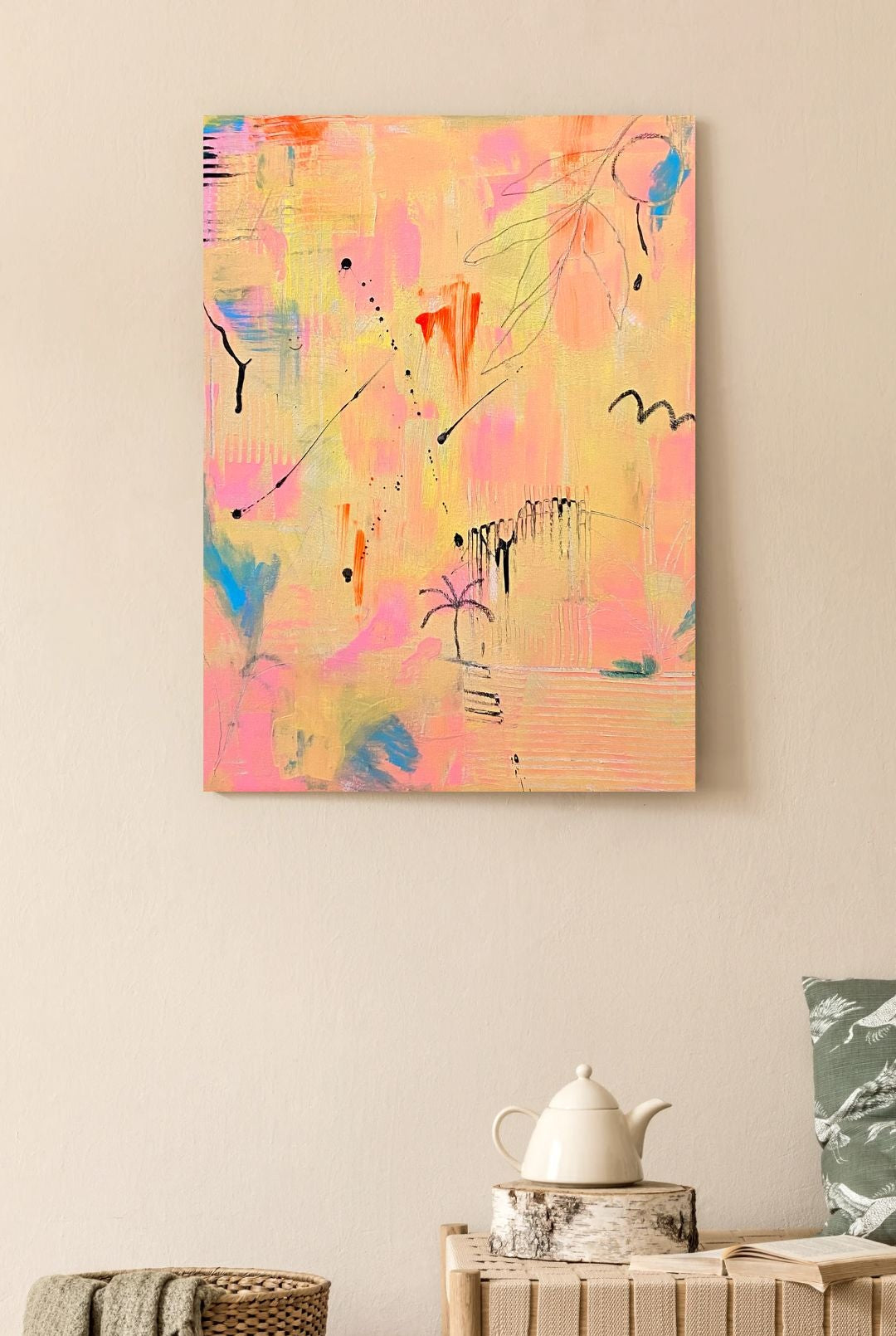 Original Abstract Painting, Paradise, 38 x 46 cm