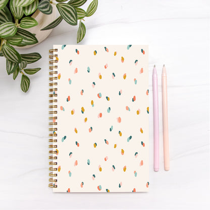 Confetti Spiral Notebook – Hardcover 5.5" x 8.5" (Blank Pages)